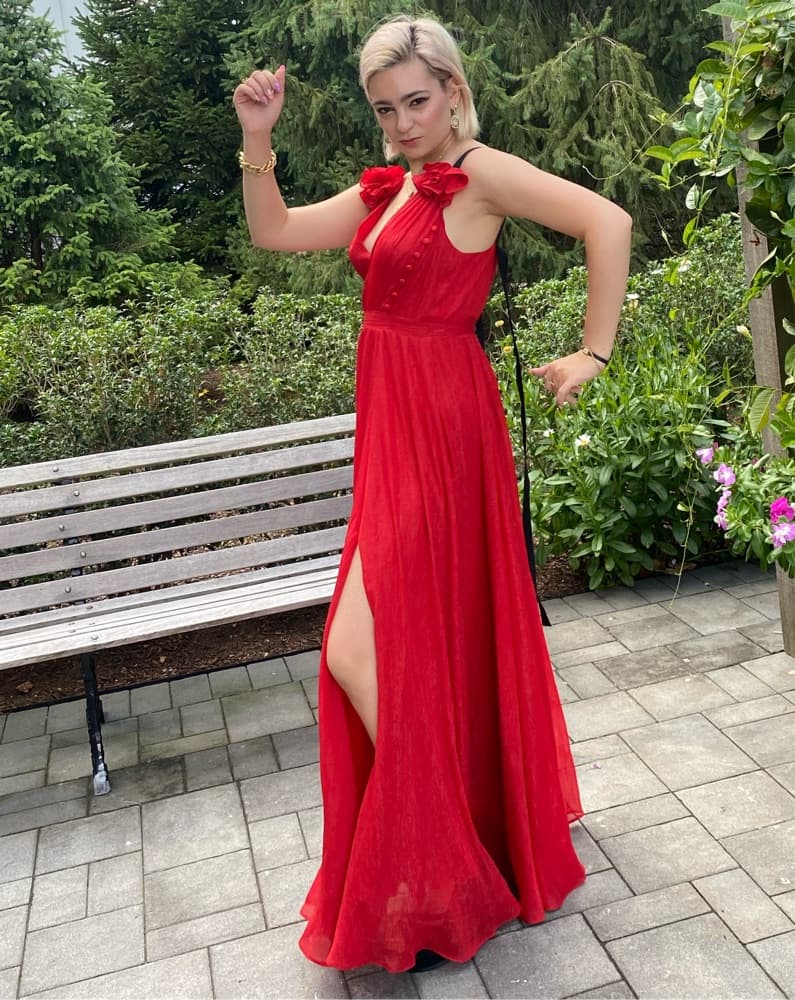 Prabal Gurung Red Embellished Gown - Image 3