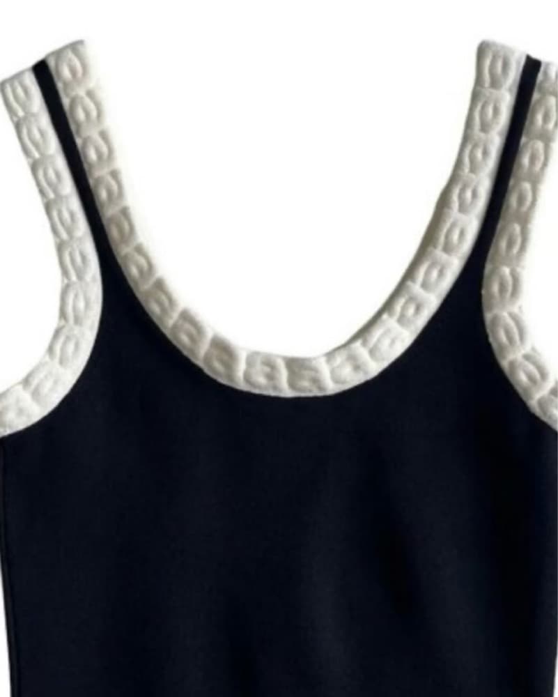 Jacquard Trim Tank Mini Dress Colorblock - Image 1