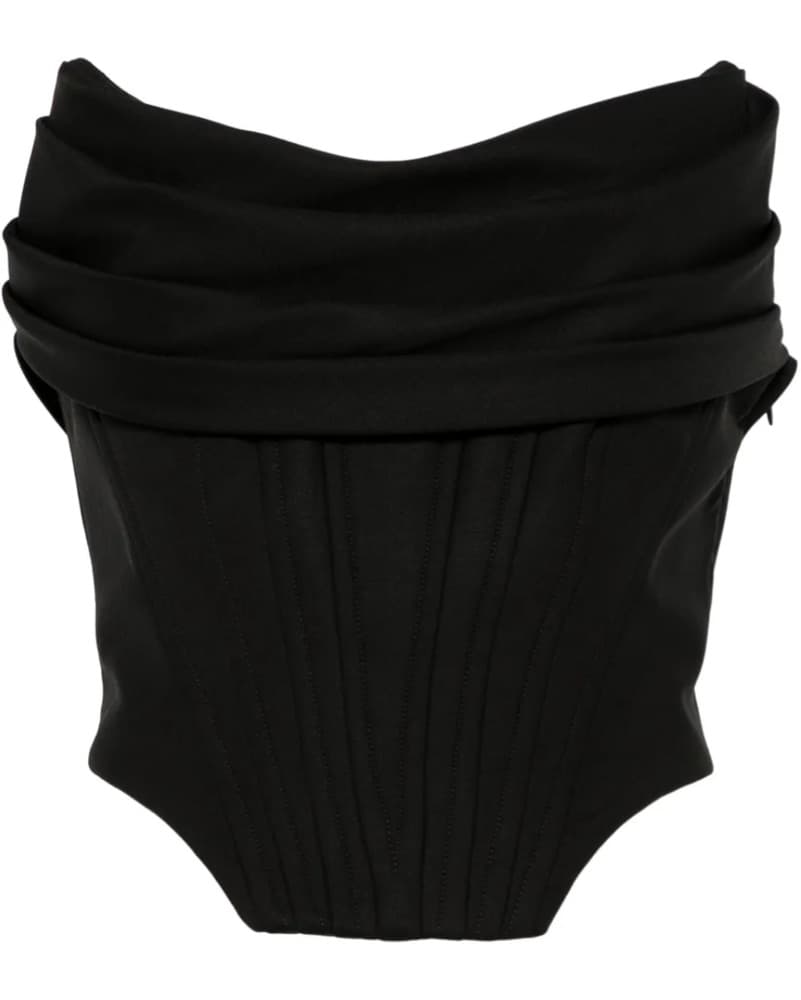 Black Draped Strapless Corset Top - Image 2