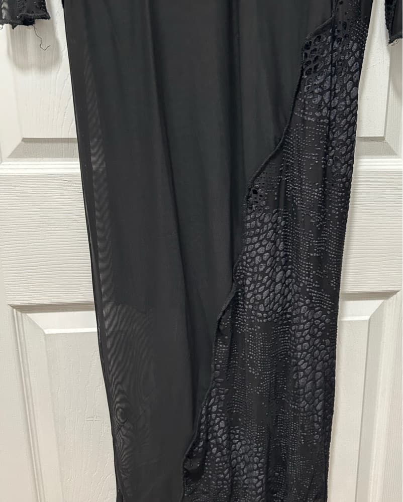 Another Girl Long Black Mesh Dress - Image 4