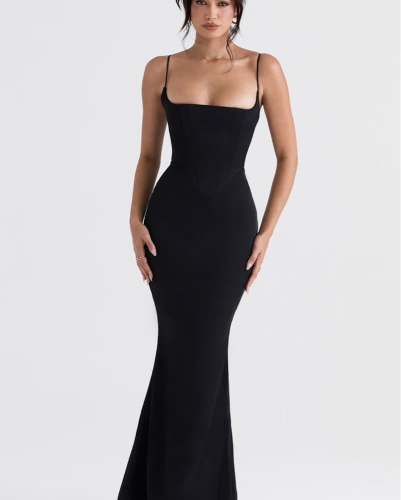 House Of CB Black Satin Corset Gown S - Image 2