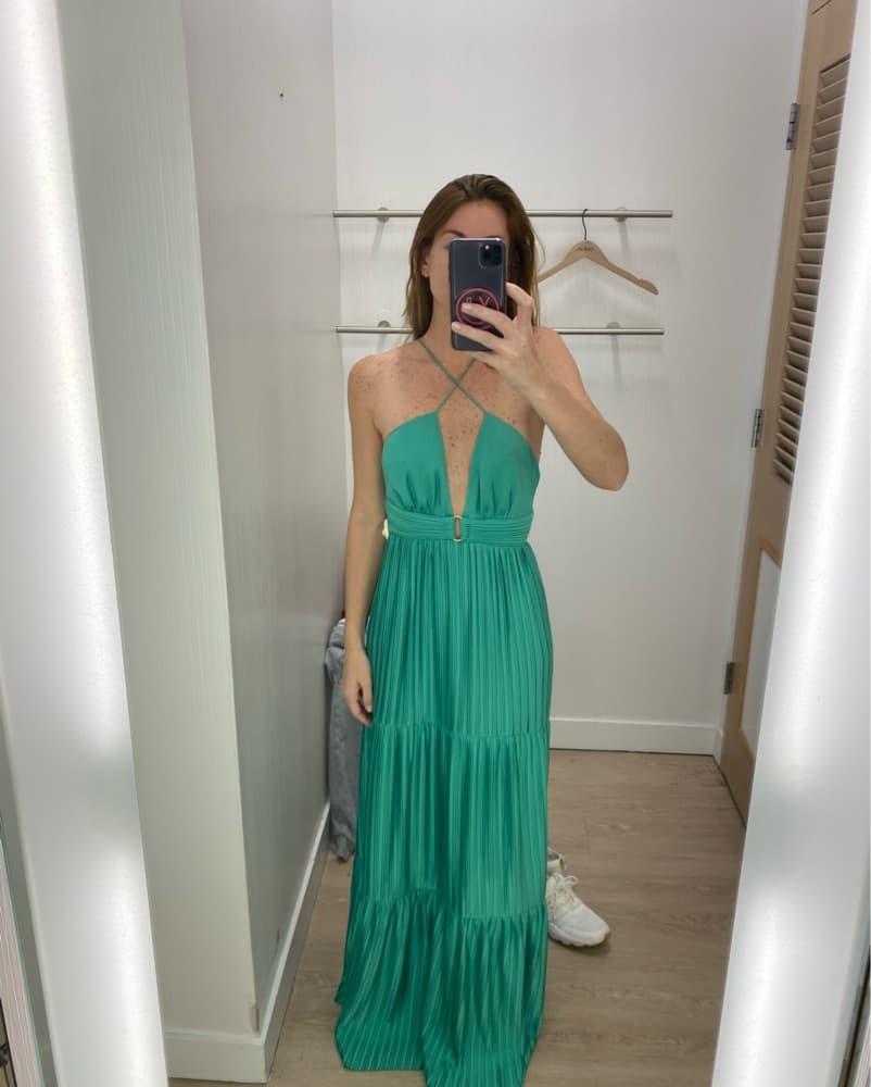 Green Pleated Gown - Image 3