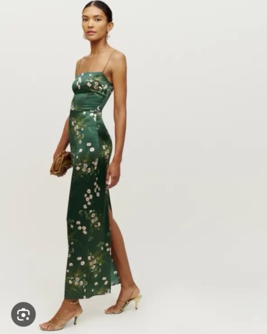 Reformation Green Frankie Silk  Dress  - Image 1