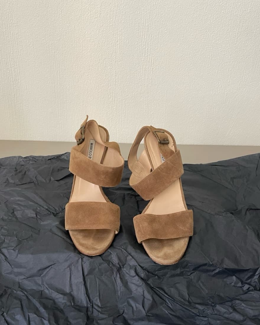 Manolo Blahnik Suade Heels - Image 1