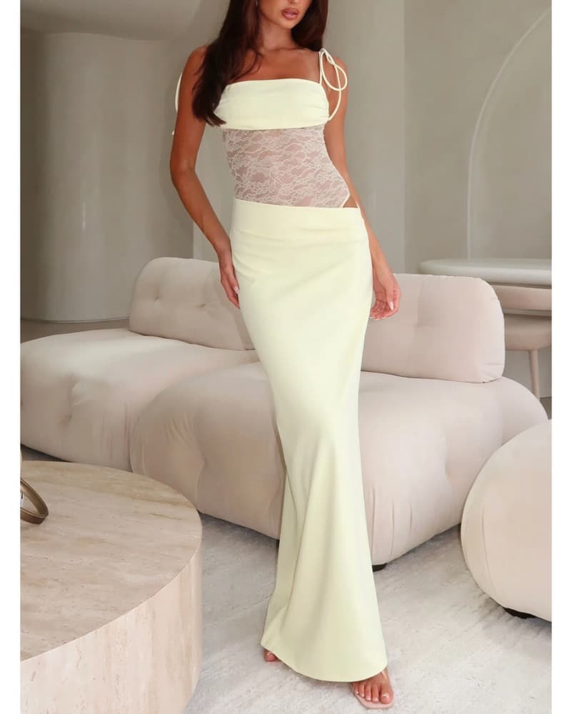 White Fox Compliment Me Maxi Dress Lemon - Image 6