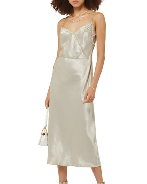 Draped Beads V-Neck Slip Dress - Image 4