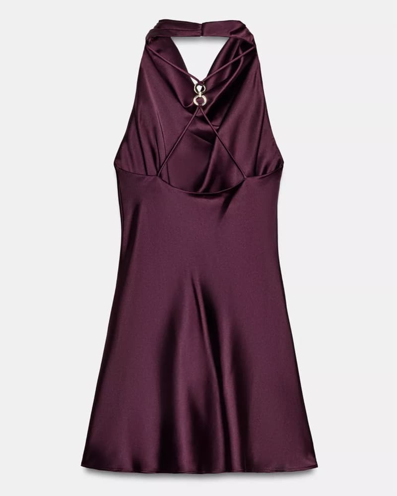 Burgundy Satin Halter Dress - Image 2