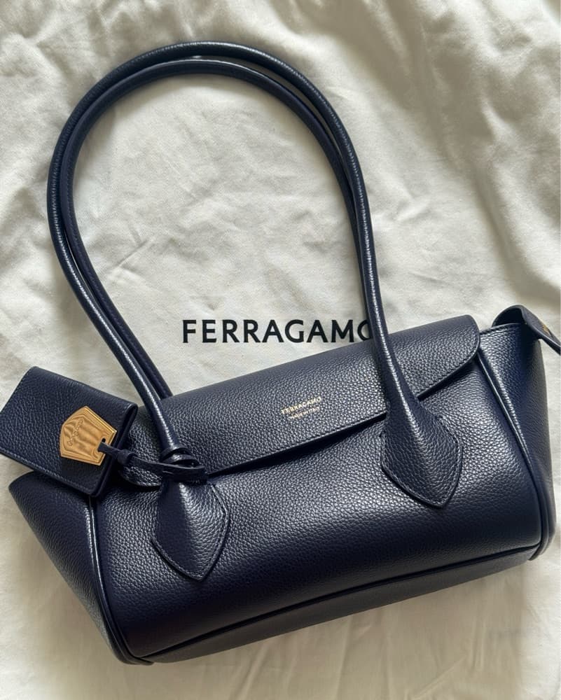 Ferragamo Medium Flap Navy Handbag - Image 1