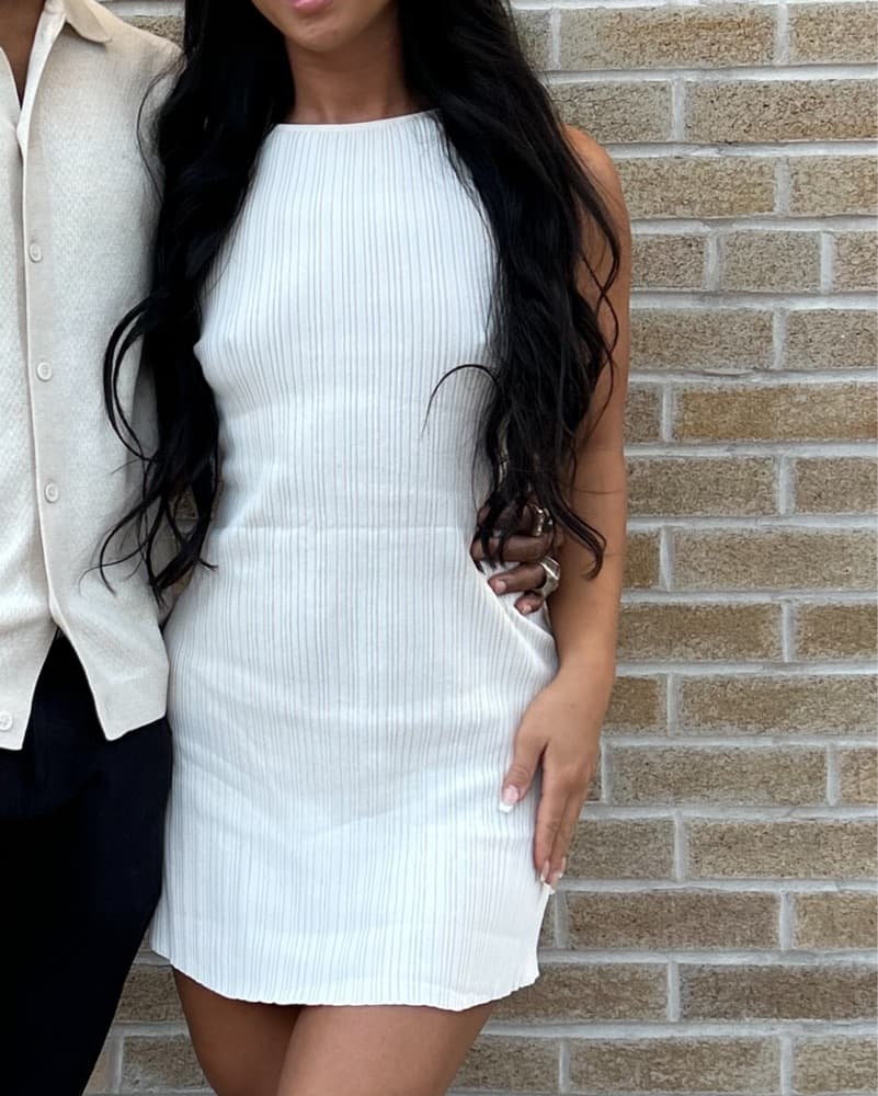Cream Mini Dress Open Back - Image 3