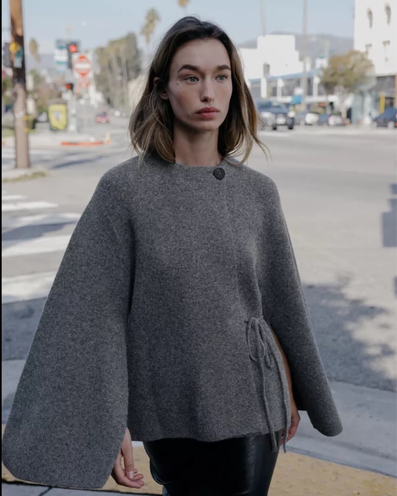 Cozy Cardigan Cape With Sleeve Openings - Image 3