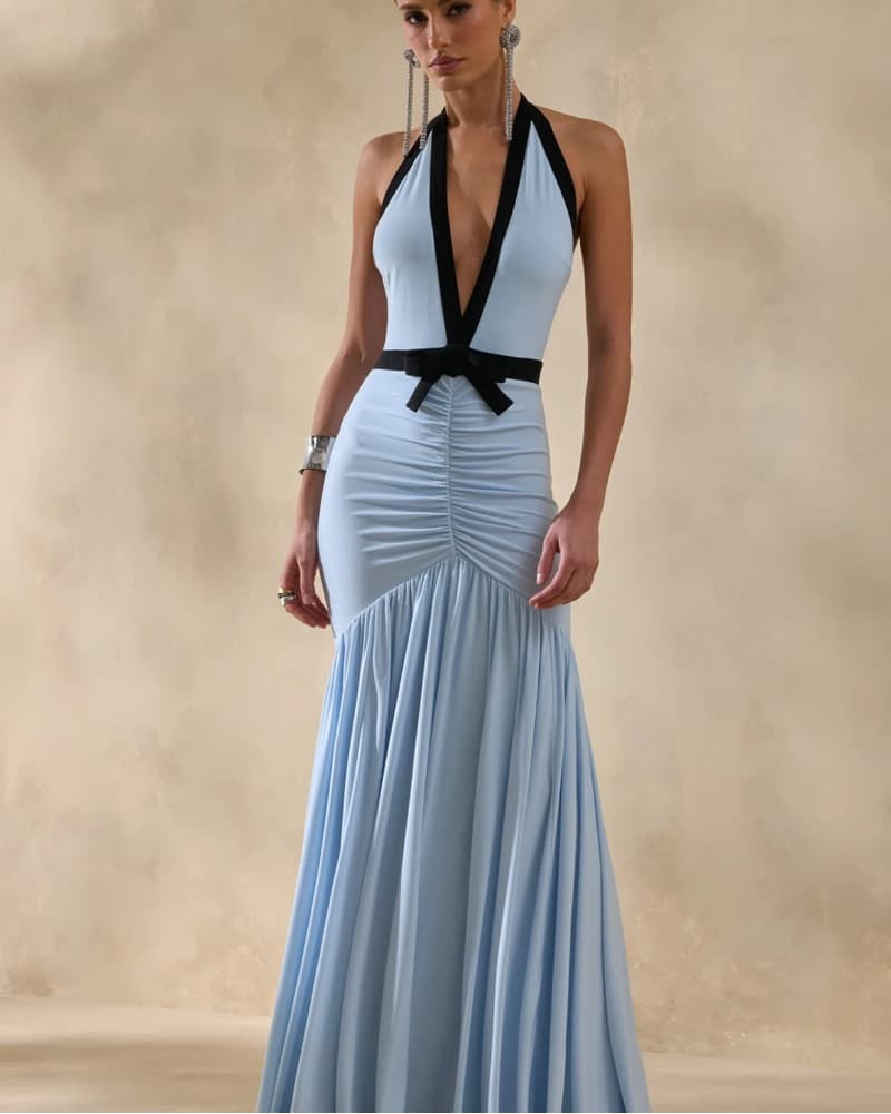 Club L London Plunge-Neck Maxi Dress - Image 1