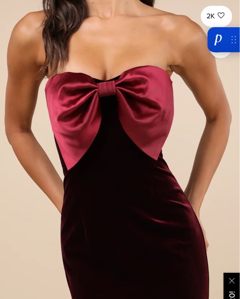 Lulus  Burgundy Velvet Bow Dress - Image 4