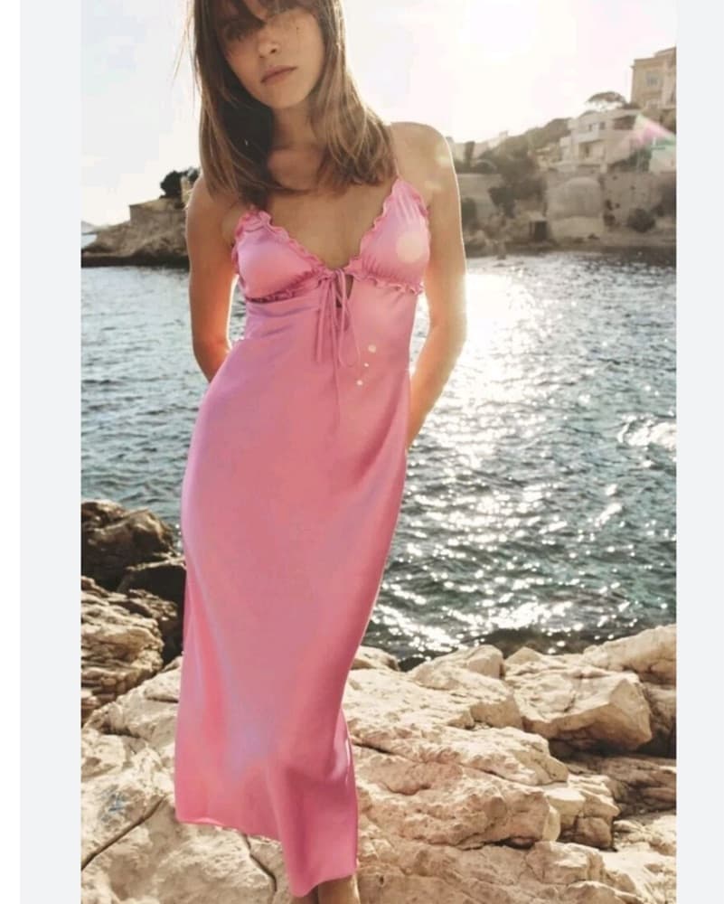 Satin Pink Dress - Image 1
