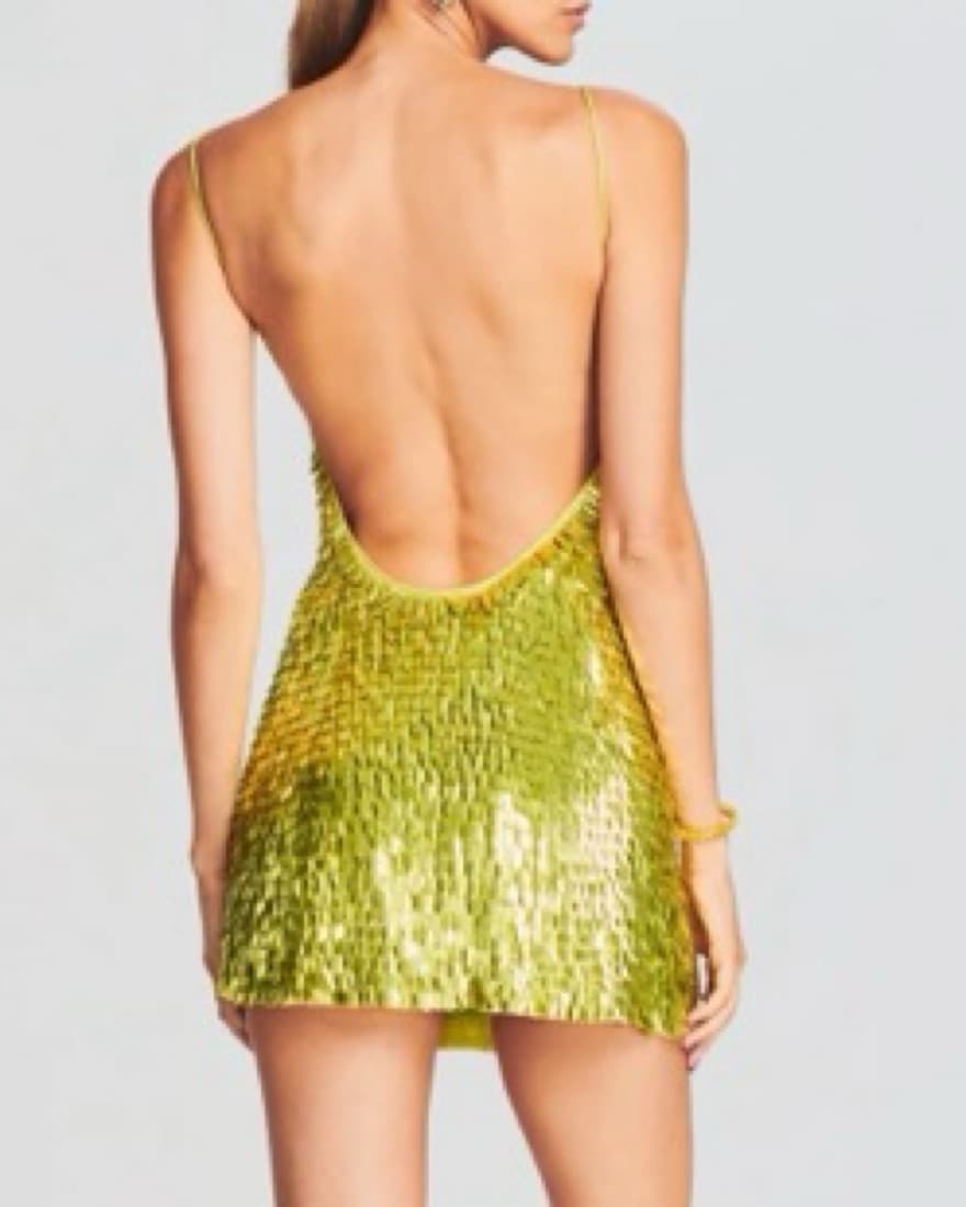 Lime Green Sequin Mini Dress retrofete  - Image 3