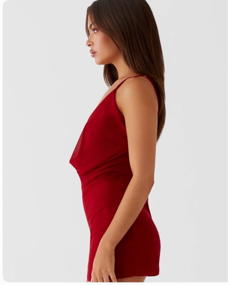 Red Open Back Mini Dress  - Image 3
