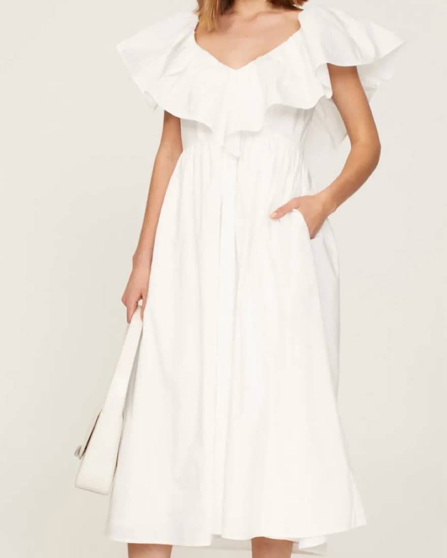Adam Lippes White Ruffle Dress - Image 1