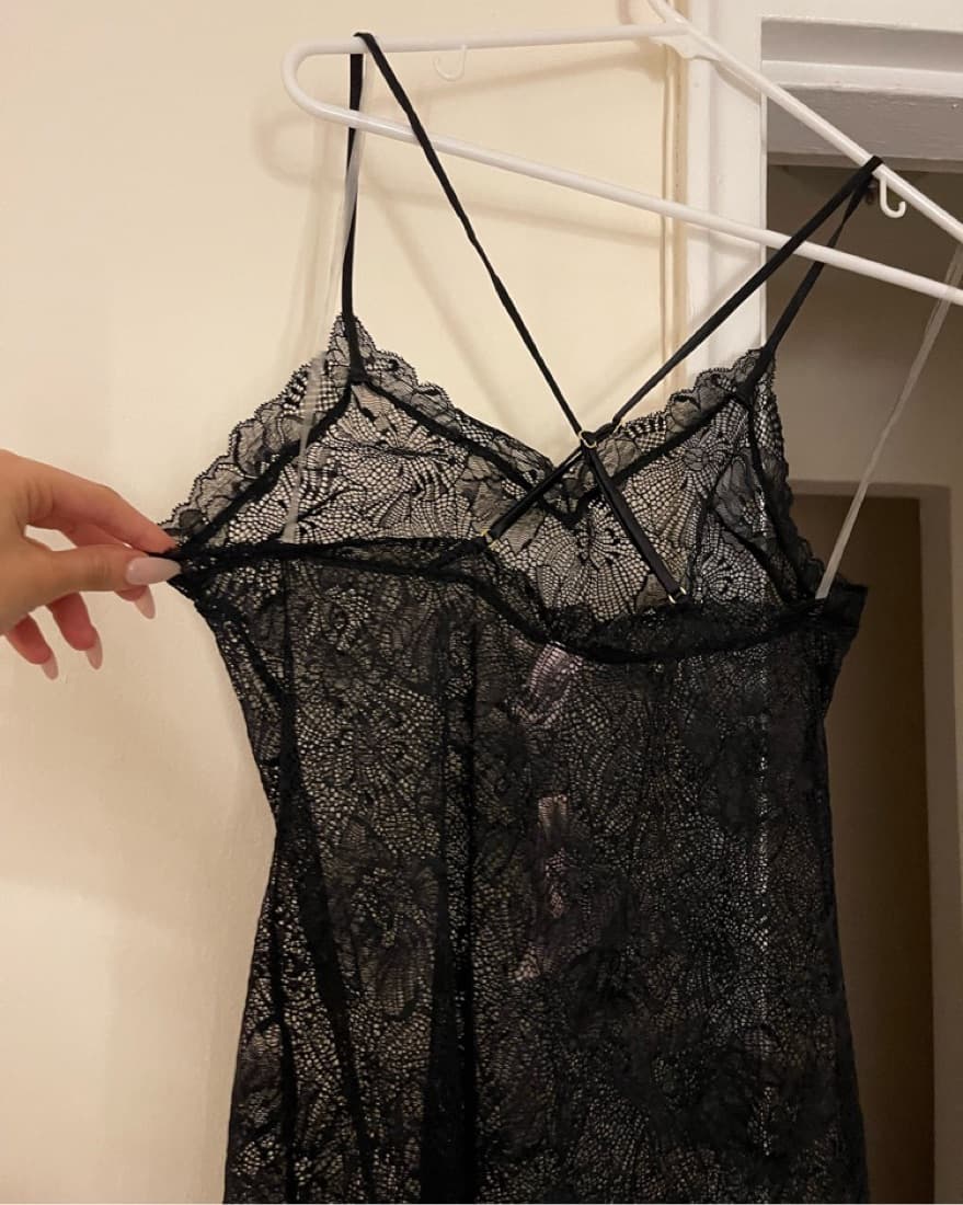 Black VS Sheer Lace Mini Dress - Image 4