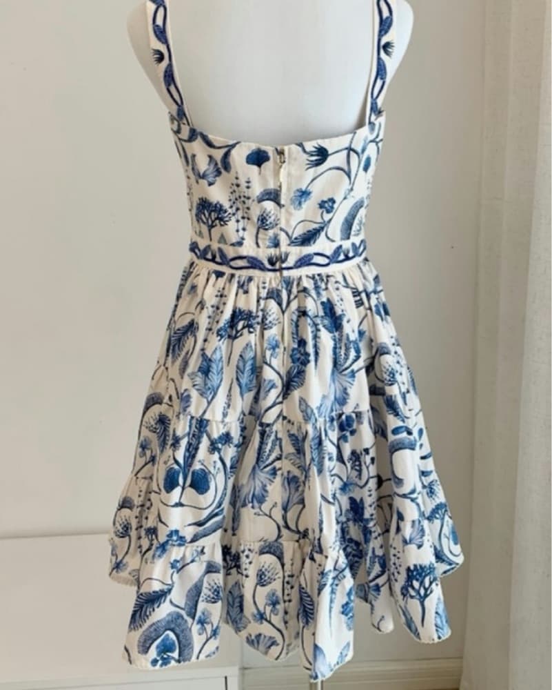 Agua Bendita Lima Blue Floral Mini Dress - Image 6