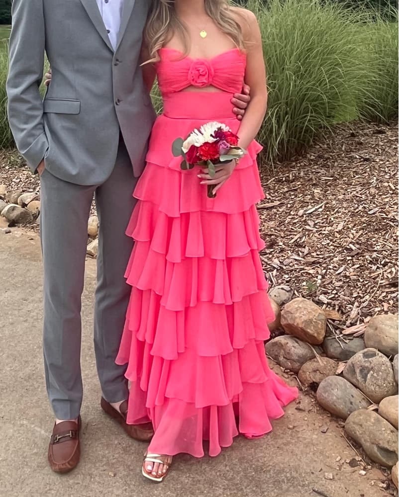 Pink Sherri Hill Ruffled Prom Dress - Image 2