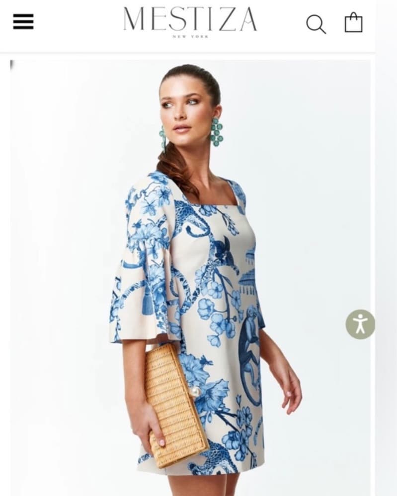 MESTIZA Vivienne Mini Dress Blue & Ivory - Image 1