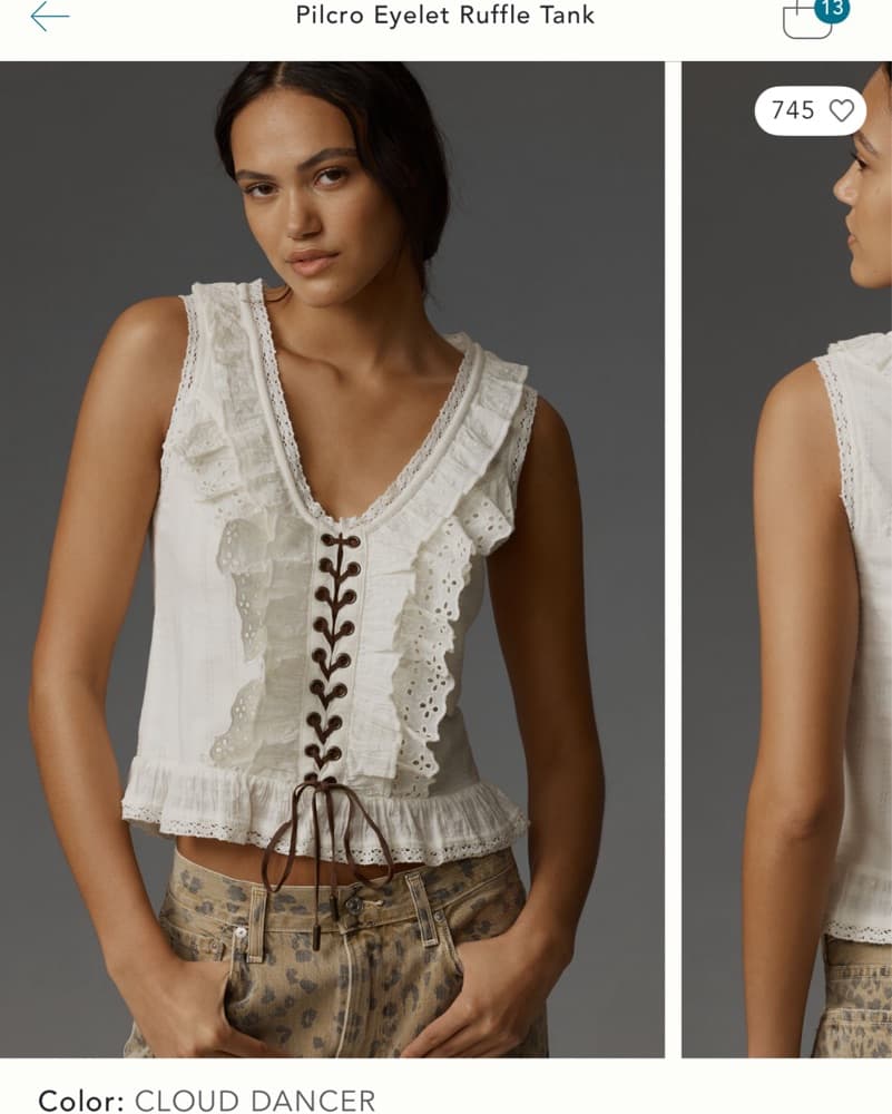 Eyelet Ruffle Lace-Up Top - Image 4