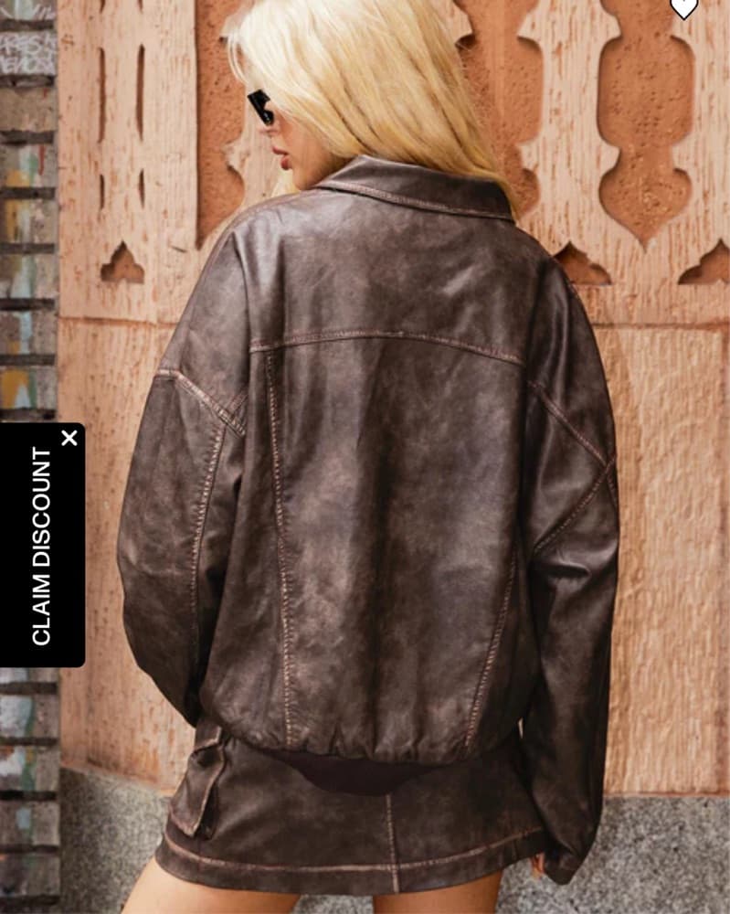 Princess Polly Brown Leather Jacket  - Image 1