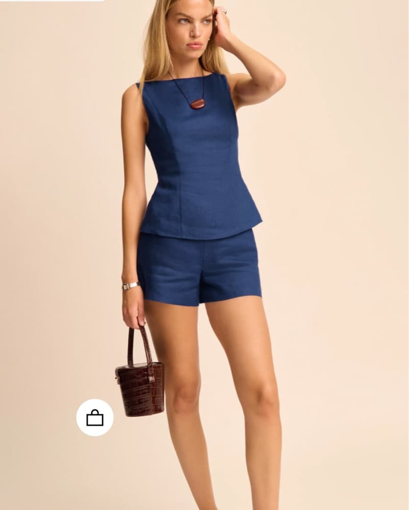 Reformation Blue Linen Two Pice Set - Image 1