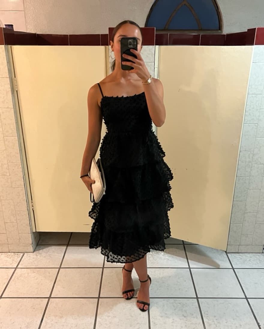 Lulu’s Black Textured Cupcake Midi Dress - Image 2