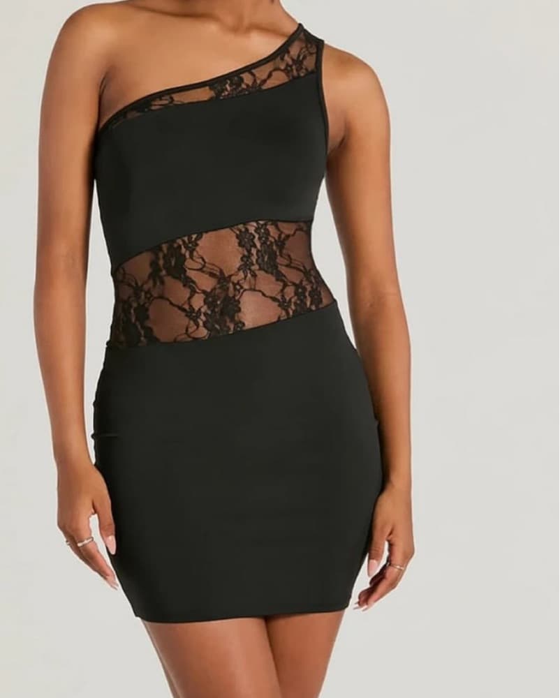 One-Shoulder Lace Dress - Image 2