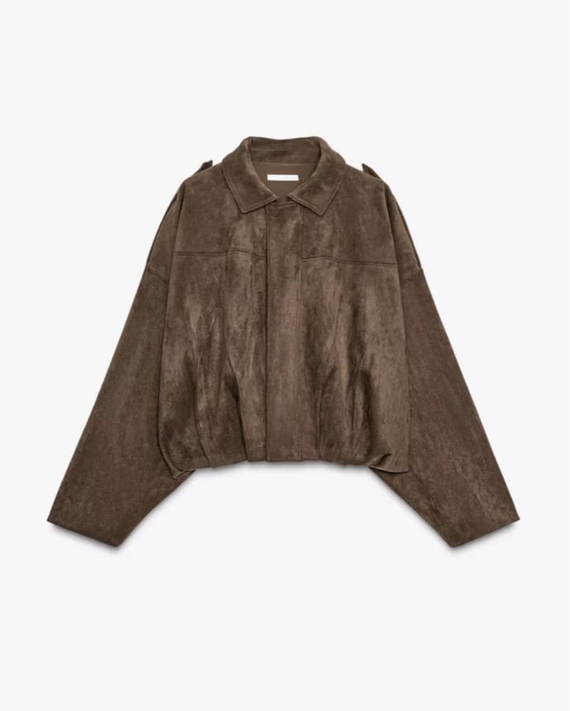 Zara Brown Suede Cropped Bomber - Image 2