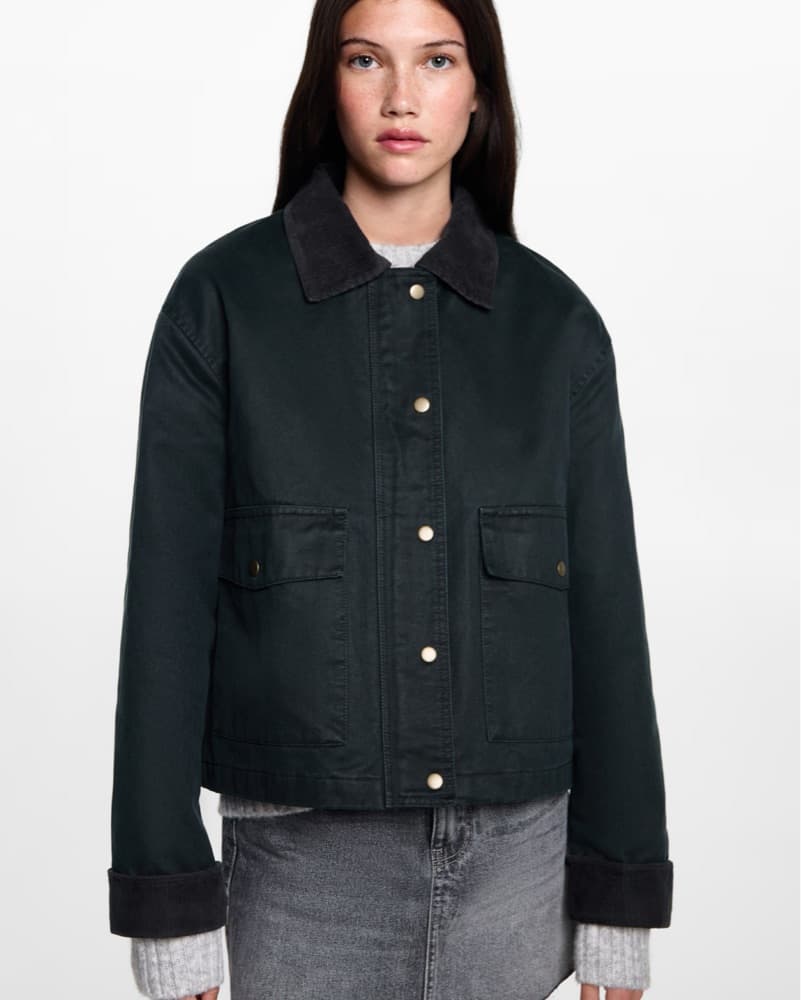 Mango Waxed-Effect Short Barn Jacket - Image 1