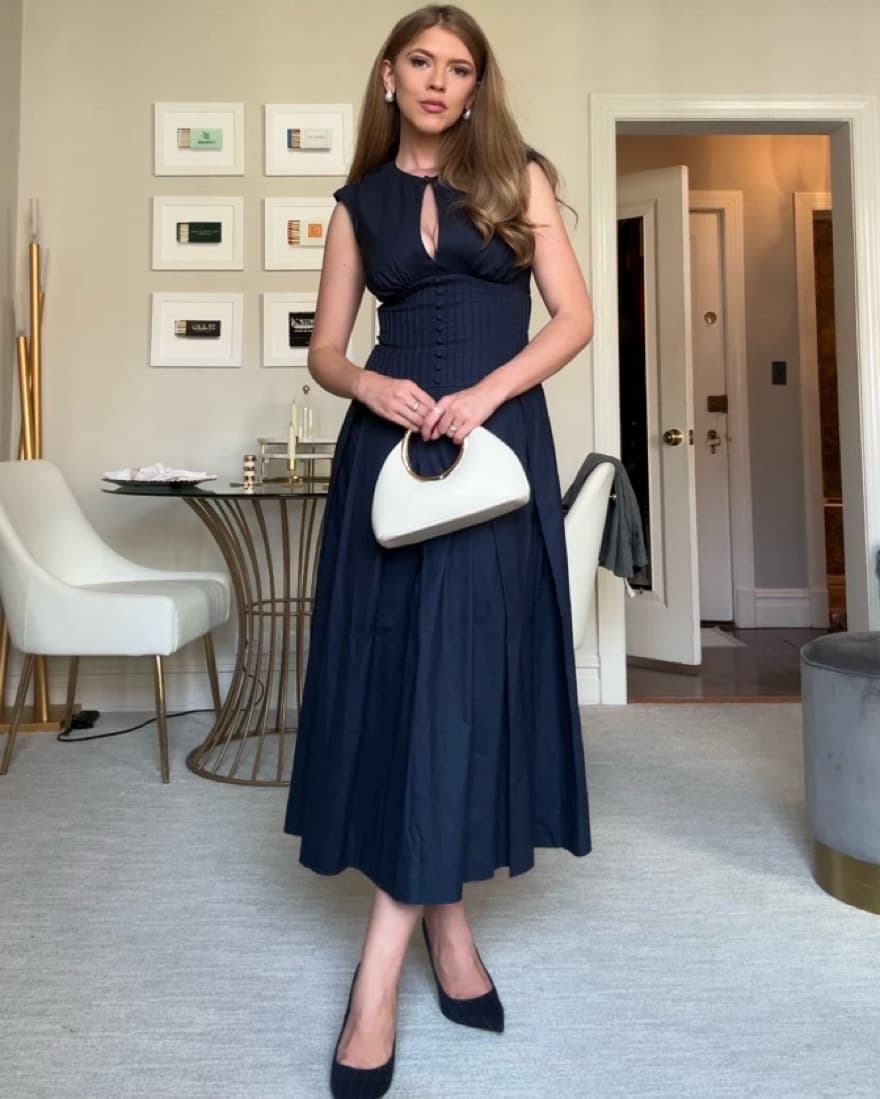 Reformation Navy Blue Midi Dress - Image 1