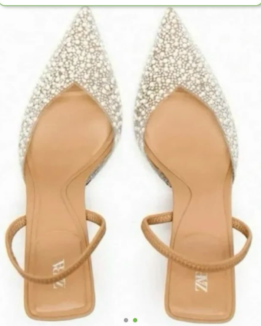 Zara Pearl Studded Sling Back Heel / 6.5 - Image 2