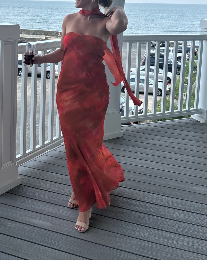 Peppermayo Orange Strapless Long Dress - Image 3