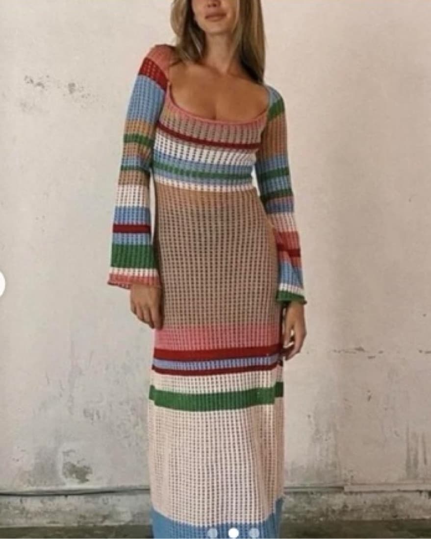Rainbow Maxi Dress With White Slip - Image 1
