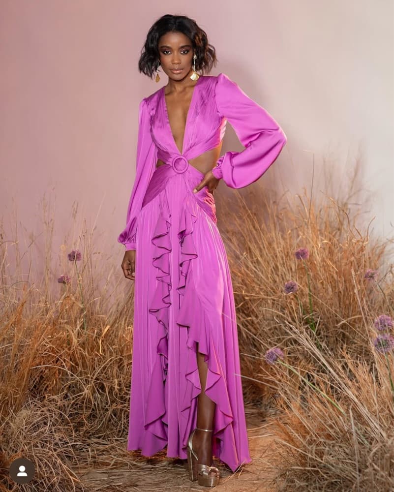 PatBO Plunge Cutout Maxi Dress in Orchid - Image 3
