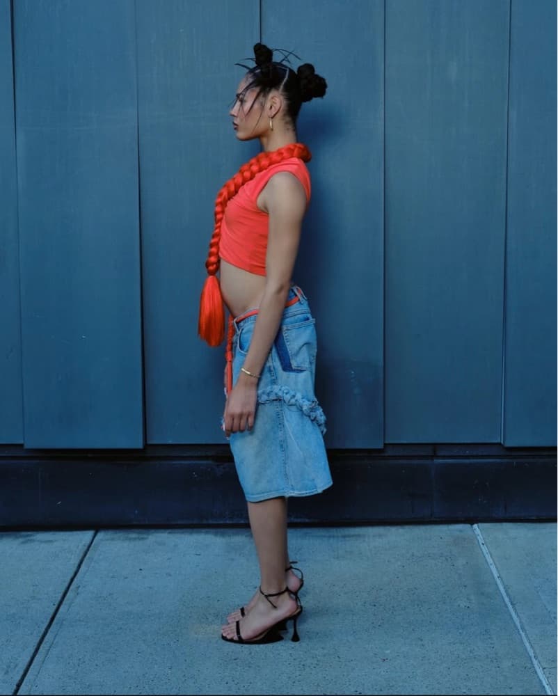 Orange synthetic braid Top - Image 3
