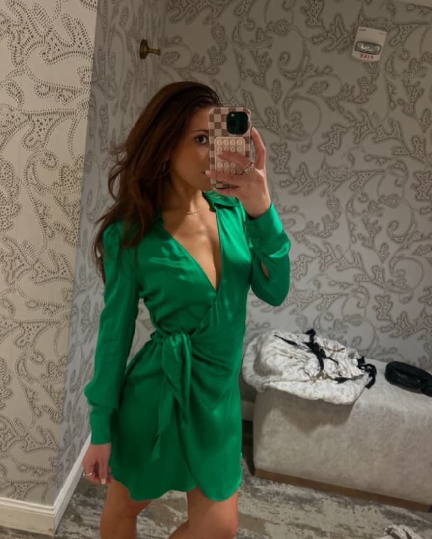 Green Lagance Wrap Dress Silk  - Image 1