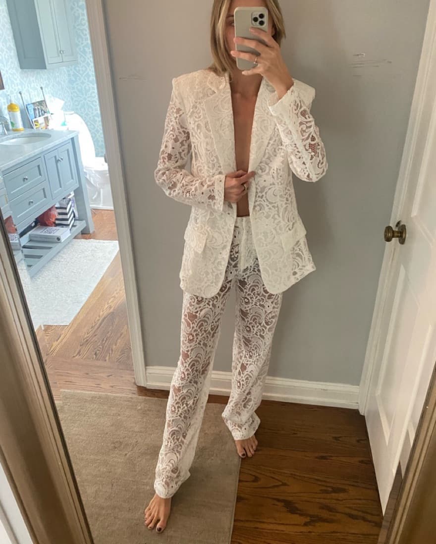 Ronny Kobo White Lace Suit - Image 4