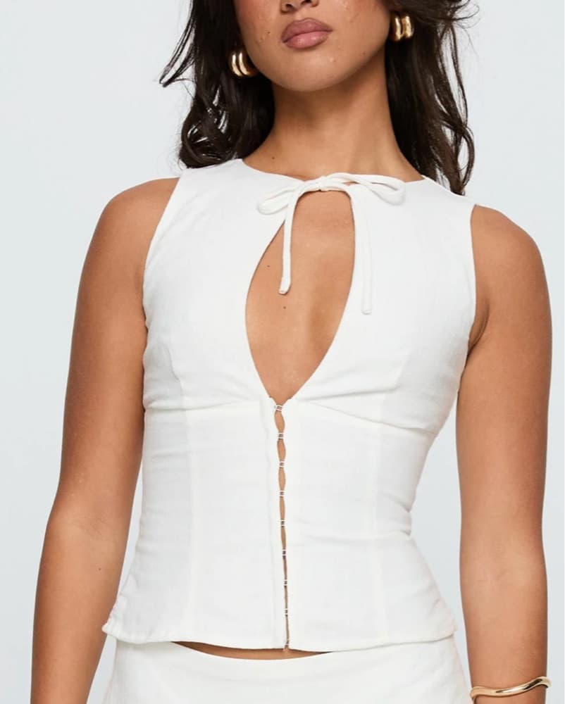 Princess Polly White Keyhole Top - Image 1