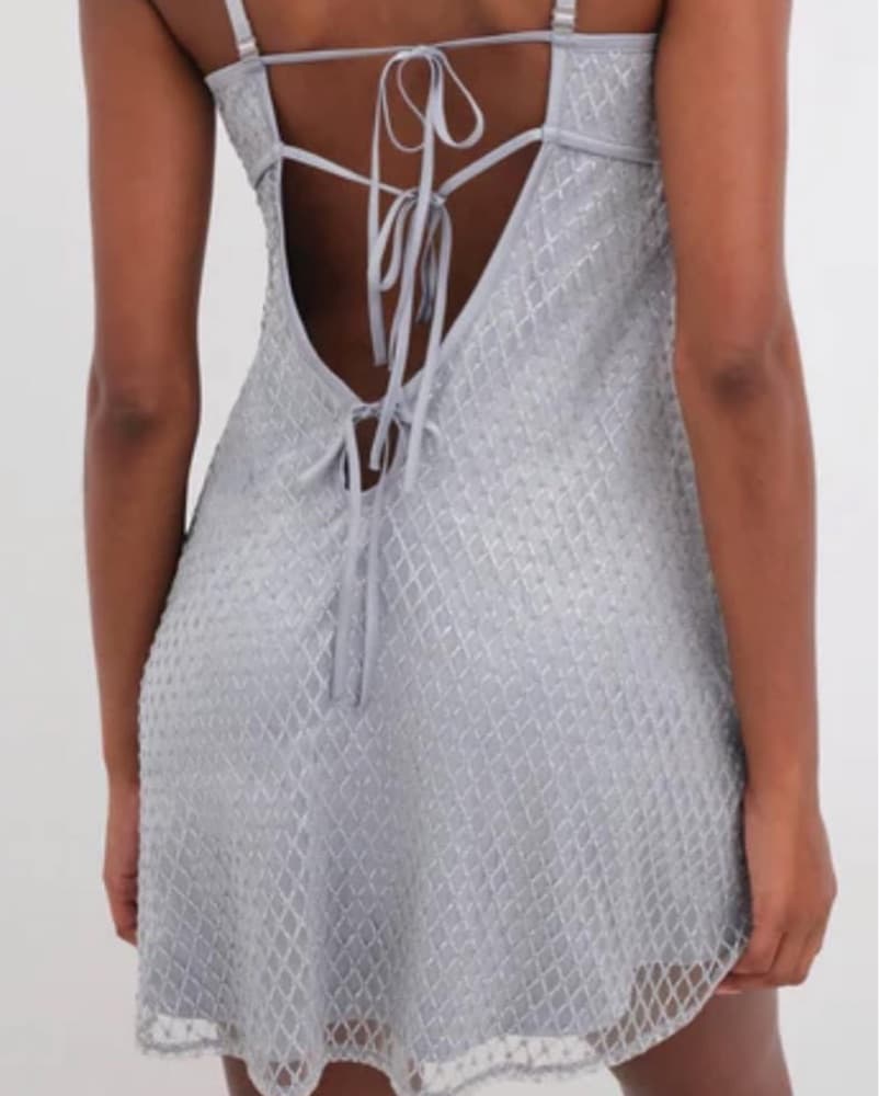 For Love And Lemons Silver Slip Dress - Image 2