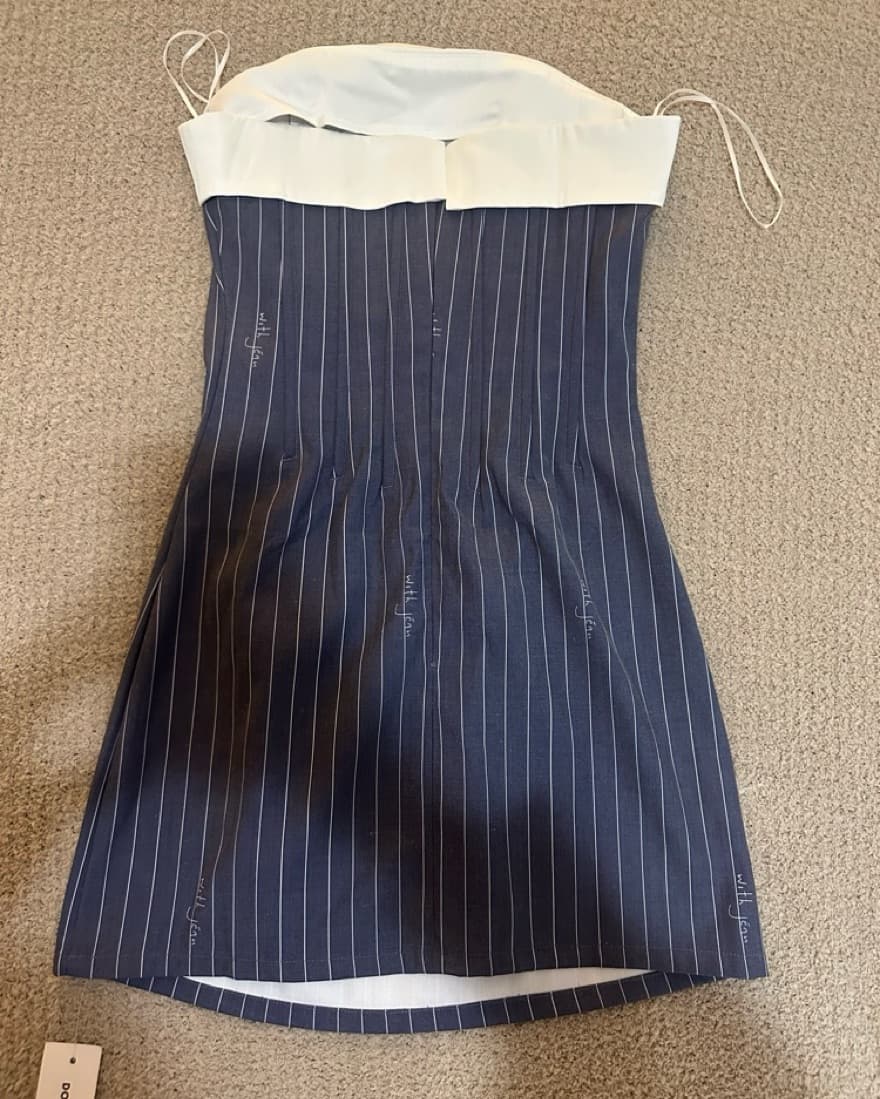 With Jean Chloe Corset Dress - Navy/White - Image 4