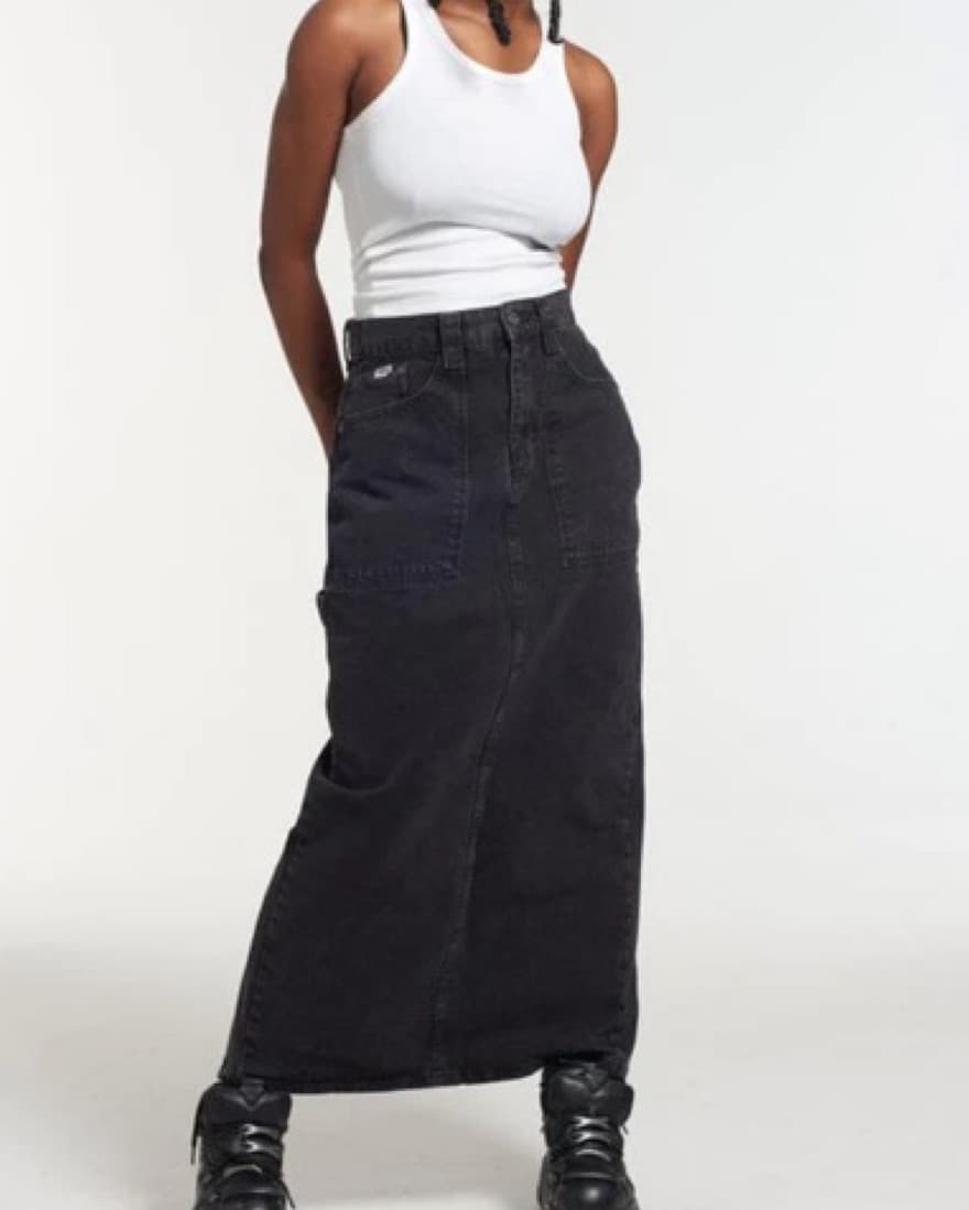 Long Black Denim Skirt  - Image 2