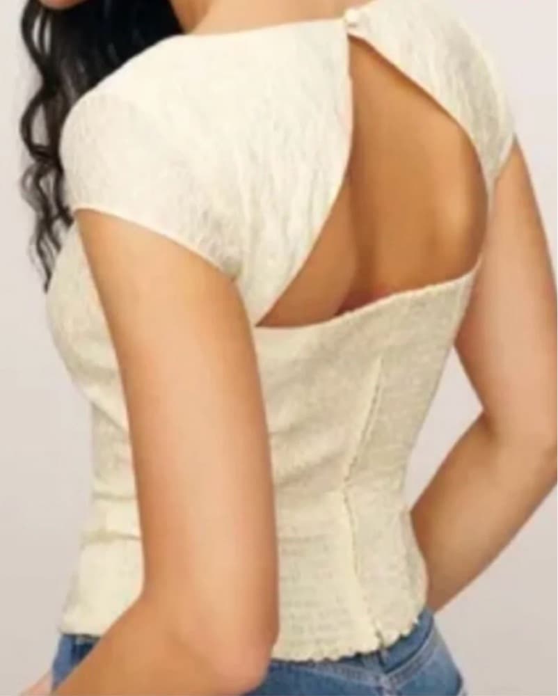 Reformation Cora Top Ivory Brocade - Image 1
