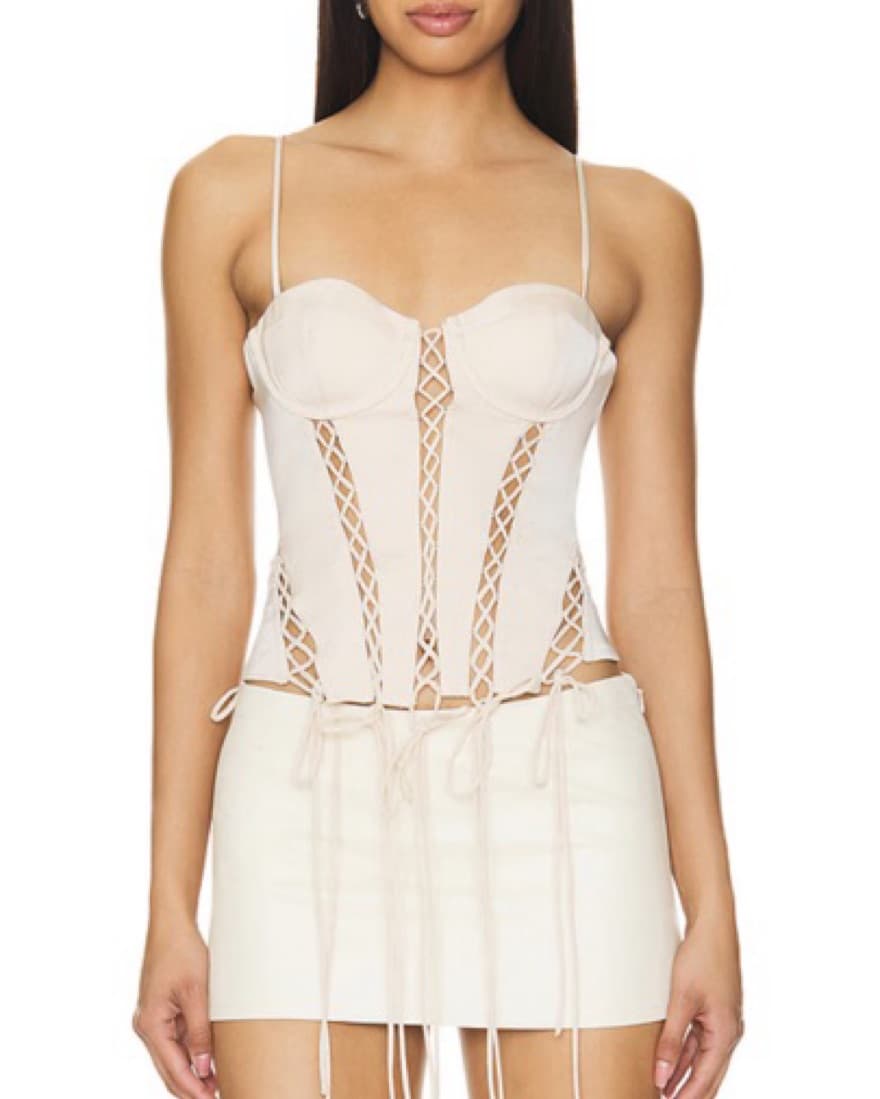NBD X Revolve Meara LaceUp Top Champagne - Image 1
