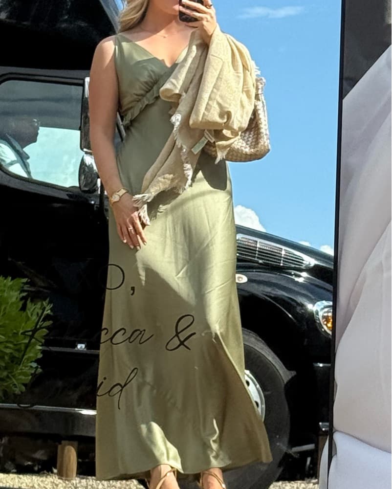 Green Silk Reformation Dress  - Image 3