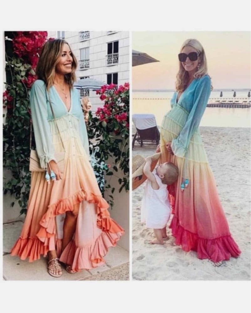 Rococo Sand Rainbow Ombre High Low Dress - Image 5