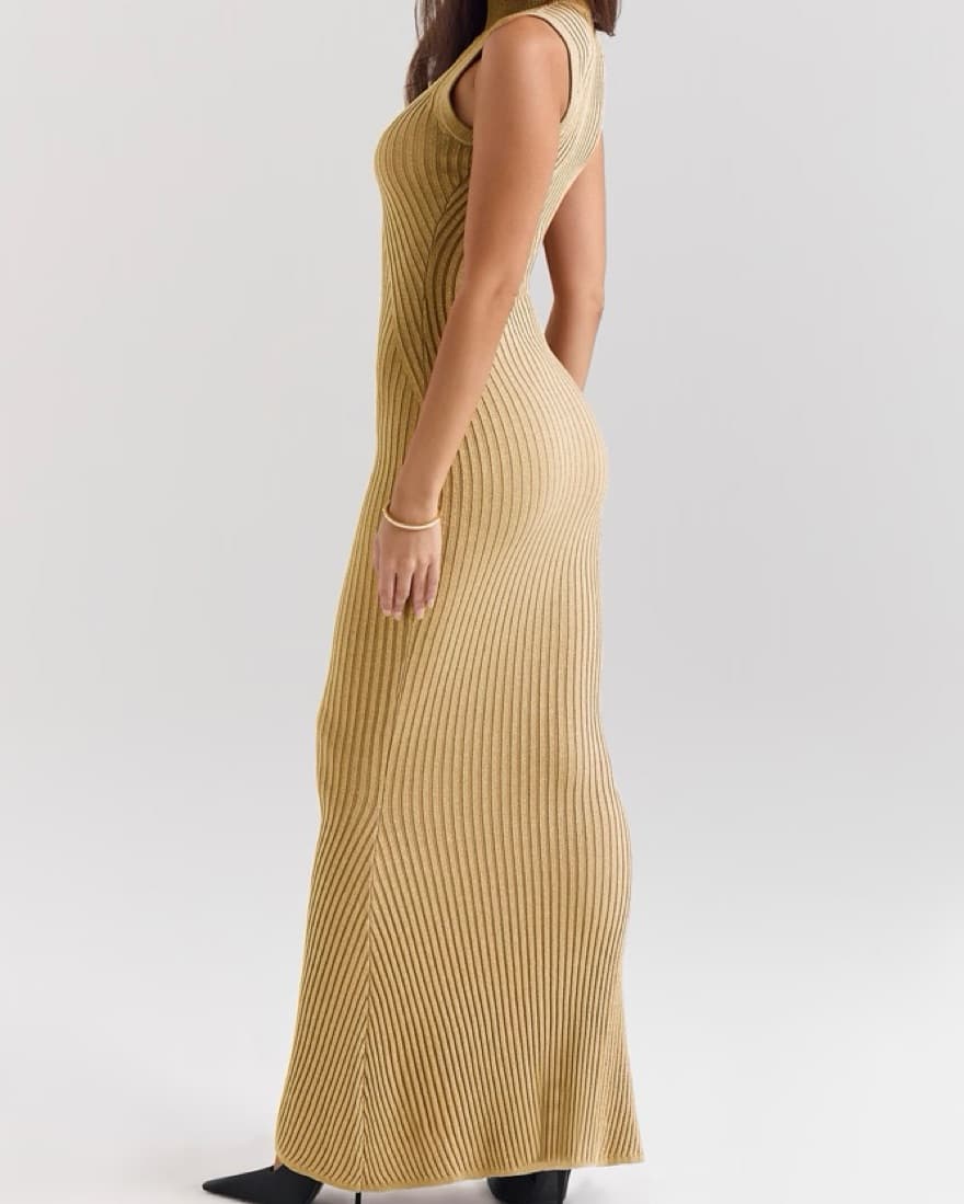 House Of CB Gold Emmie Knit Dress - Image 4