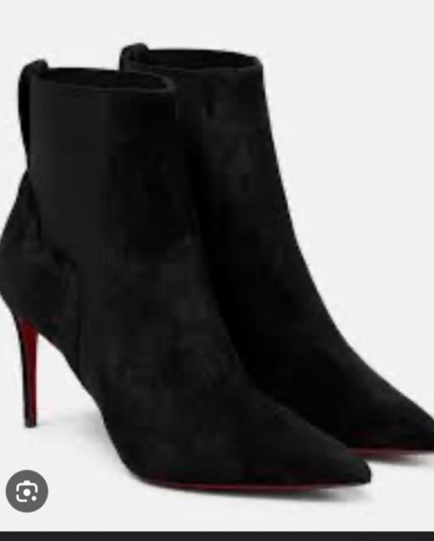 Black Louboutin Suede Booties - Image 1