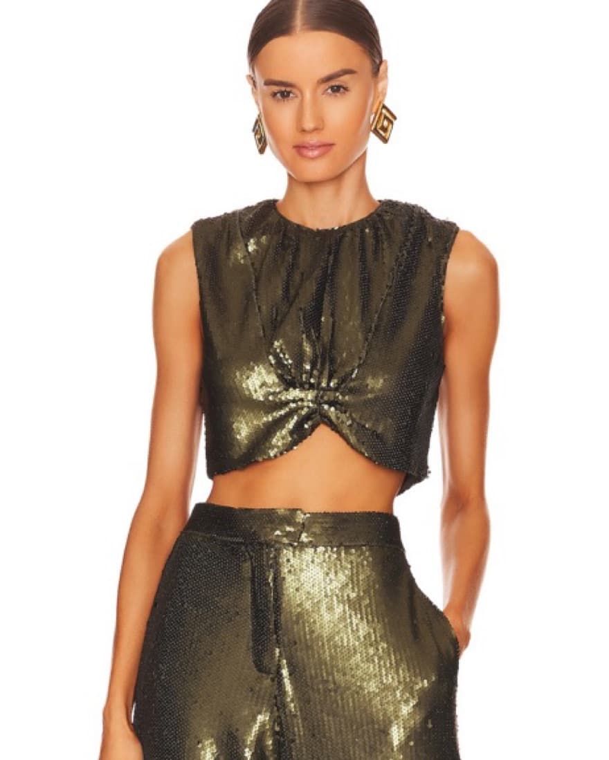 Olive Green Sequin Zalika Top - Image 2